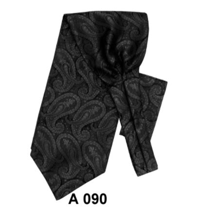 Paisley Satin Ascot With Matching Handkerchief (3 Colors)