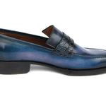 Paul Parkman Men's Blue Patina Handmade Loafers - 6944-BLU