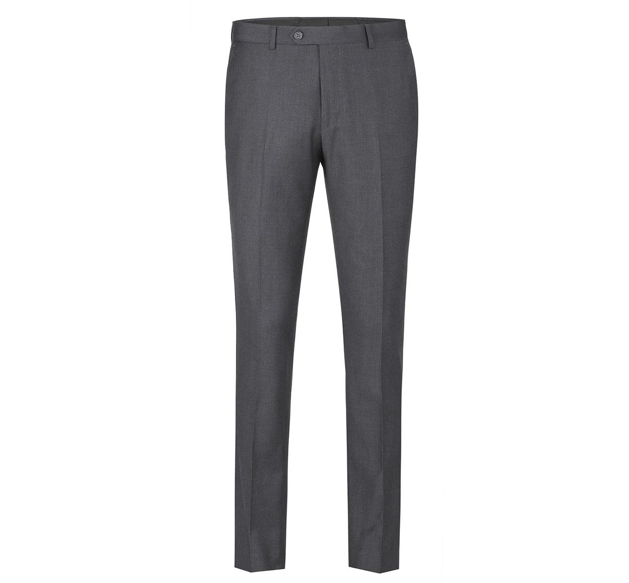 The Alessandro Vitello by Renoir 2-Piece Classic Fit Single Breasted 2 Button Suit in gray is perfectly showcased against a white background, making it ideal for office wear.