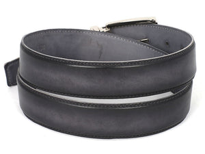 Paul Parkman Leather Belt Dual Tone Hand-Painted Gray & Black - B01-GRY-BLK