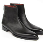 Paul Parkman Men's Black Floater Leather Side Zipper Boots - BT6499-BLK