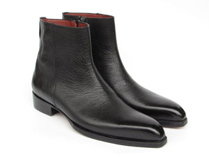 Paul Parkman Men's Black Floater Leather Side Zipper Boots - BT6499-BLK