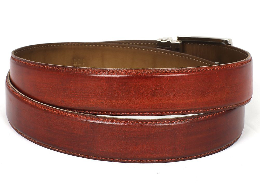 Paul Parkman Leather Belt Hand-Painted Reddish Brown - B01-RDH