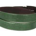 Paul Parkman Crocodile Embossed Calfskin Leather Belt Hand-Painted Green - B02-GRN