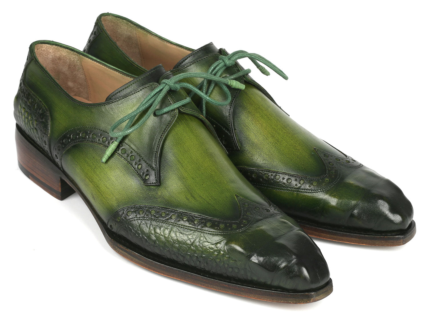 Paul Parkman Goodyear Welted Wingtip Derby Shoes Green - 584-GRN