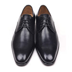 Paul Parkman Black Leather Derby Shoes - 34DR-BLK