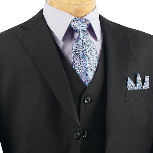 Vinci Regular Fit 3 Piece Single Breasted Suit (Black) 3TR-3
