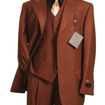 Vinci Regular Fit 3 Piece Single Breasted Suit (Cognac) 3TR-3