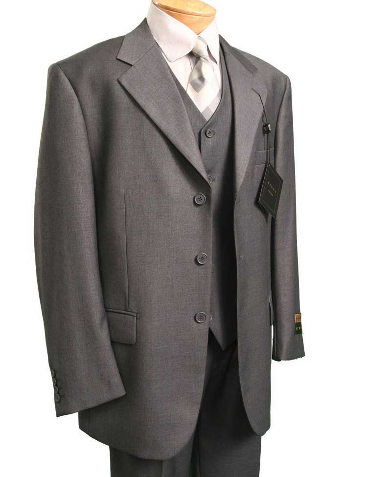 Vinci Regular Fit 3 Piece Single Breasted Suit (Heather Gray) 3TR-3