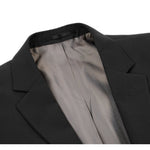 RENOIR Black 2-Piece Classic Fit Notch Lapel Wool Suit 508-1