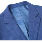 RENOIR Blue 2-Piece Slim Fit Windowpane Check Dress Stretch Suit 293-10