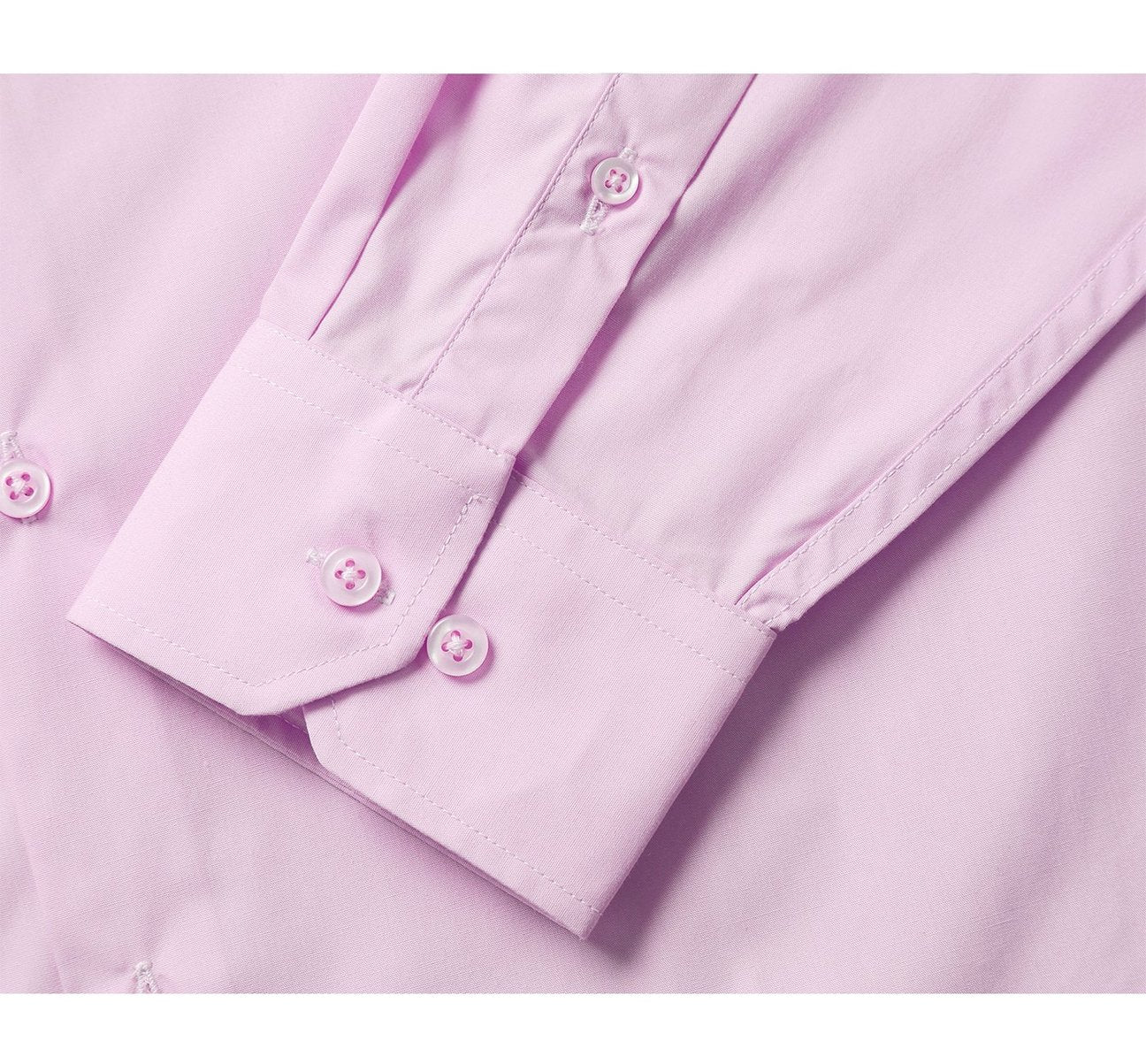 The Renoir VERNO Pink Classic/Regular Fit Long Sleeve Spread Collar Dress Shirt TC647 is neatly folded, exemplifying formal clothing elegance. A close-up circle highlights the fine texture of the fabric.