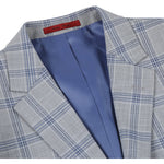 RENOIR Light Gray Slim Fit Notch Lapels Check Suit 293-15
