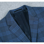 RENOIR Navy 2-Piece Slim Fit Notch Lapel Stretch Windowpane Suit 293-4