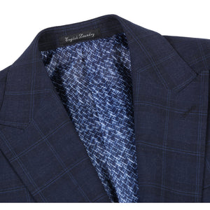 ENGLISH LAUNDRY Dark Blue Checked Wool Suit 62-65-095