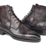 Paul Parkman Men's Gray & Black Hand-Painted Cap Toe Boots - BT9566-GRY