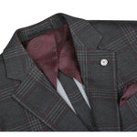 Pellagio Dark Grey Blazer Slim Fit Half Canvas Windowpane Sport Coat PF20-10