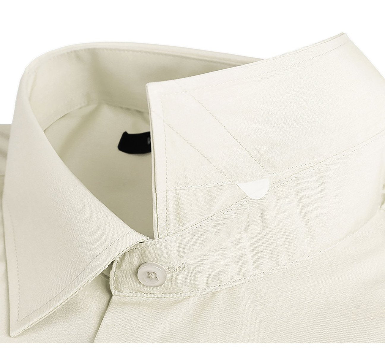 Renoir's VERNO Ivory Classic/Regular Fit Long Sleeve Spread Collar Dress Shirt (TC645) is neatly folded, highlighting the intricate fabric texture.