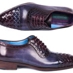 Paul Parkman Woven Leather Captoe Oxfords Navy & Purple - 49851-NAVY