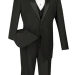 Vinci Regular Fit 4 Piece Tuxedo with Vest Bow Tie (Black) 4TV-1