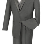 Vinci Regular Fit 4 Piece Tuxedo with Vest Bow Tie (Gray) 4TV-1