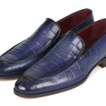 Paul Parkman Croco Textured Leather Loafer Blue - 7339-BLU