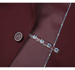 RENOIR Burgundy 2-Piece Classic Fit Single Breasted Notch Lapel Suit 201-8
