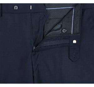 RENOIR Blue Regular Fit Flat Front Wool Suit Pant 508-19