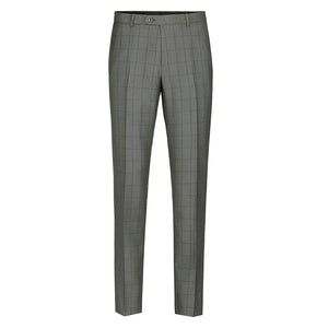 RENOIR Gray Slim Fit Notch Lapels Windowpane Suit 562-3