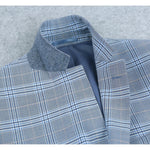 RENOIR Light Blue 2-Piece Slim Fit Notch Lapel Stretch Windowpane Suit 293-3