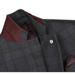 Pellagio Dark Grey Blazer Slim Fit Half Canvas Windowpane Sport Coat PF20-10