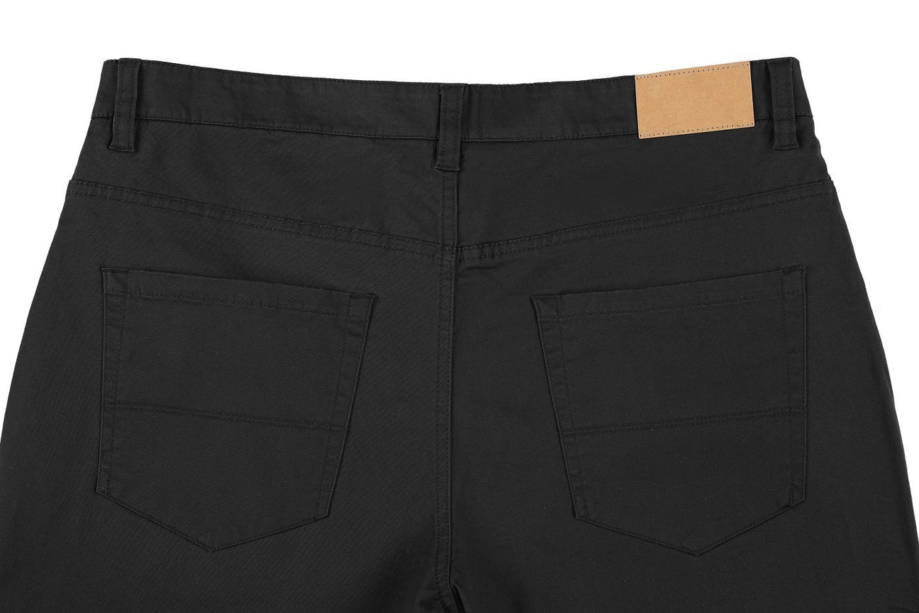 Pellagio Black 5-Pocket Cotton Stretch Washed Flat Front Chino Pants PF20-24