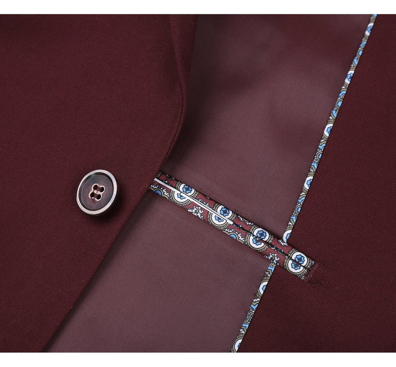 RENOIR Burgundy 2-Piece Slim Fit Single Breasted Notch Lapel Suit 201-8