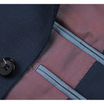 RENOIR Navy 2-Piece Classic Fit Notch Lapel Wool Suit 508-19