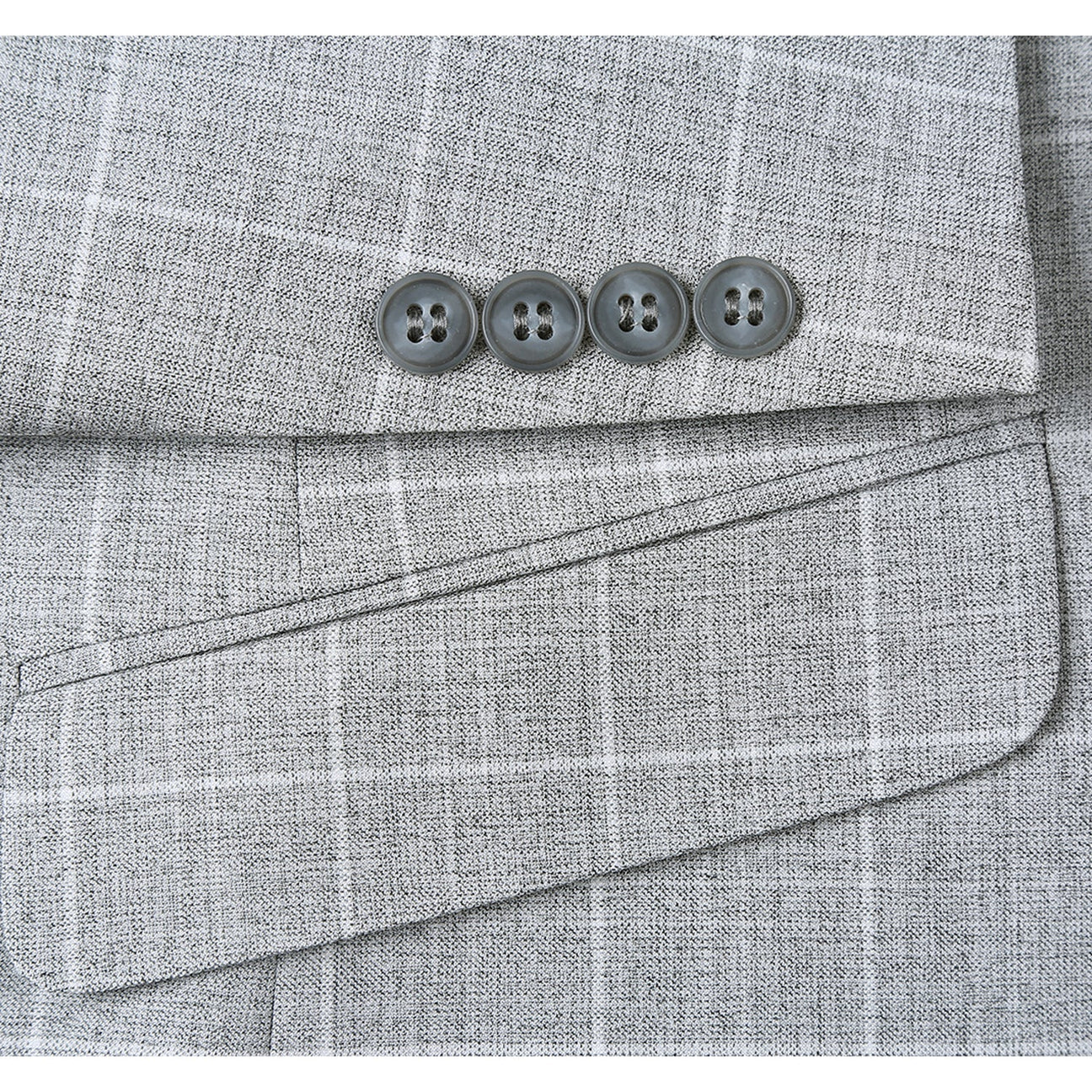 Introducing the Alessandro Vitello by Renoir Light Gray Slim Fit Check Blazer 294-10, showcasing a single-breasted design with two-button closure and notched lapels in a refined plaid pattern.