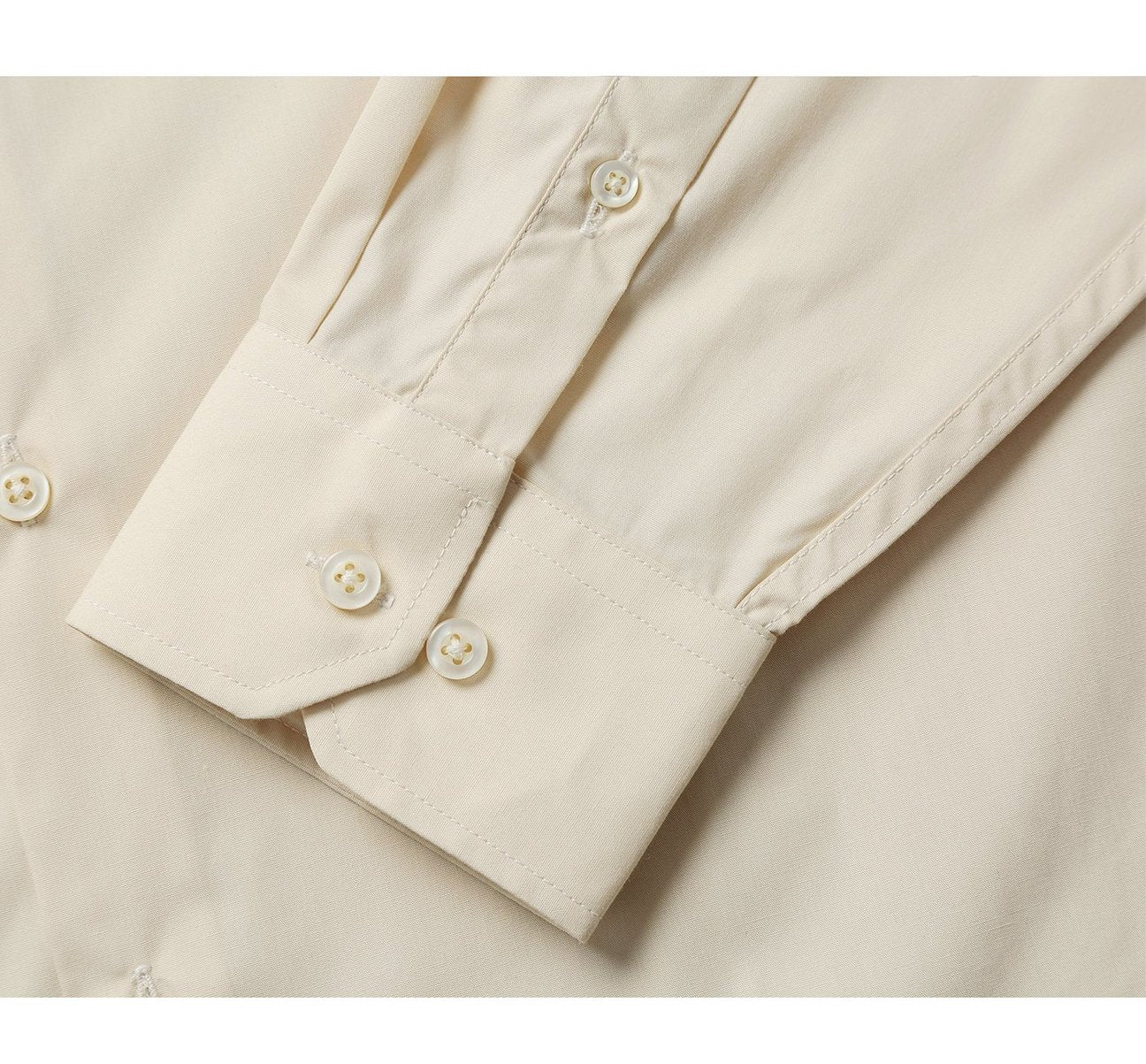 The Renoir VERNO Taupe Classic/Regular Fit Long Sleeve Dress Shirt TC23 features a spread collar and buttoned cuffs, with a close-up circle showcasing the fabric texture.