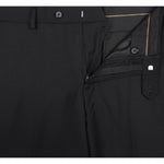RENOIR Black Slim Fit Flat Front Wool Suit Pant 508-1
