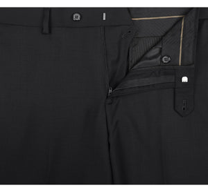 RENOIR Black Slim Fit Flat Front Wool Suit Pant 508-1
