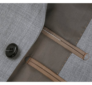 RENOIR Grey 2-Piece Classic Fit Notch Lapel Wool Suit 508-5