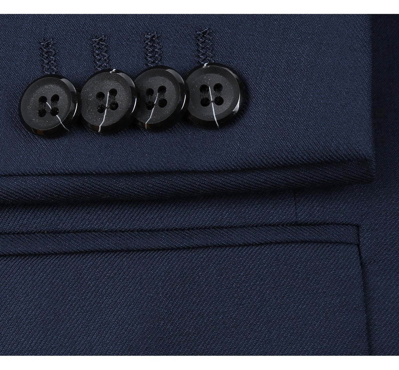 RENOIR Navy 2-Piece Classic Fit Notch Lapel Wool Suit 508-19