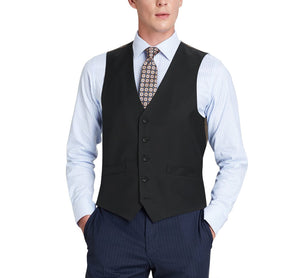 RENOIR Black Wool Suit Vest Regular Fit Dress Suit Waistcoat 508-1