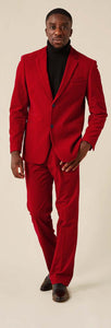 Inserch Modern Fit Single Breasted Velvet Suit BL521-30 Red