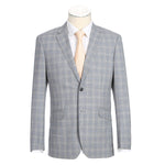 RENOIR Light Gray Slim Fit Notch Lapels Check Suit 562-1