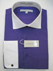 Assante Couture Purple Solid Two Tone Spread Collar W/ French Cuff (580-3FW)