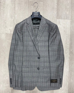 Canaletto Grey Plaid Porto Modern Fit Pure Wool Suit by Vitale Barberis Canonico Cloth CV86.7634/2 (SZIE 36S ONLY)