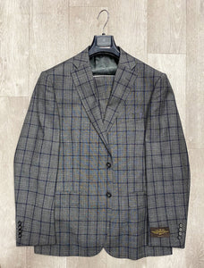 Canaletto Grey/Blue Plaid Dolcetto Modern Fit Pure Wool Suit by Vitale Barberis Canonico Cloth CV27.152/1 (SIZE 46S ONLY)