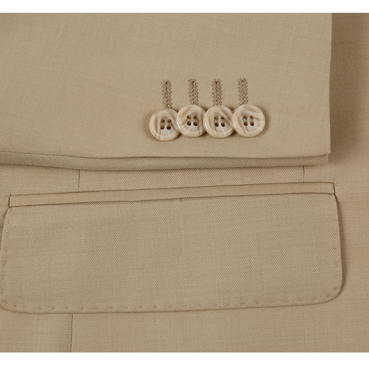 RENOIR Tan 2-Piece Classic Fit Notch Lapel Wool Suit 508-4