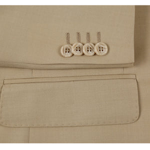 RENOIR Tan 2-Piece Slim Fit Notch Lapel Wool Suit 508-4