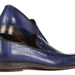 Paul Parkman Croco Textured Leather Loafer Blue - 7339-BLU