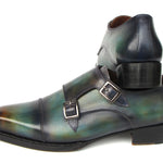 Paul Parkman Men's Cap Toe Double Monkstrap Shoes Green & Blue Patina - 2598-5BG